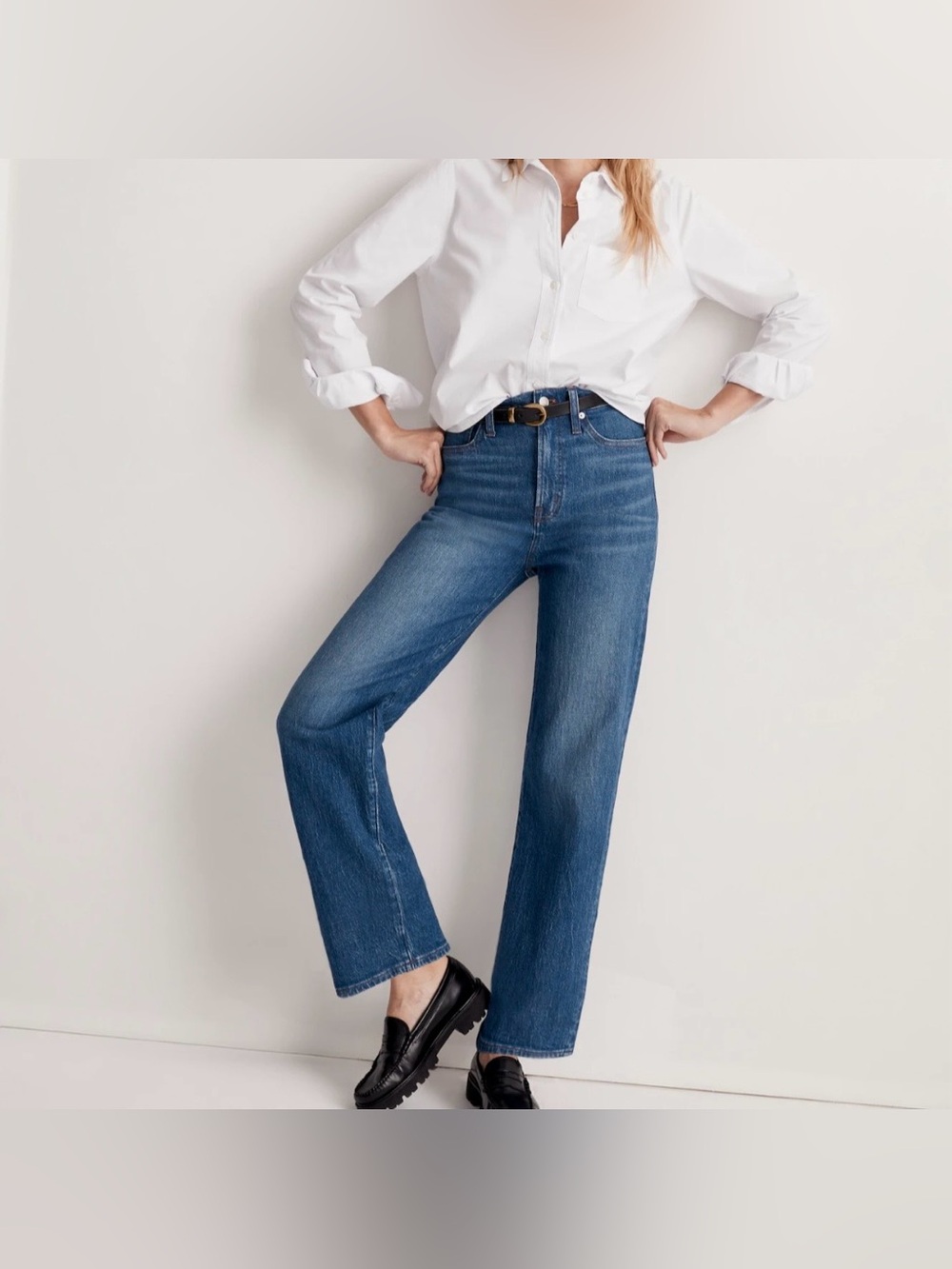 Madewell Jeans Medium Wash Blue The Perfect Vintage Wide Leg High Rise Sz 25T
